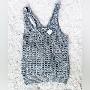 NWT- FATE Knit Crochet Blue Marled Tank Top